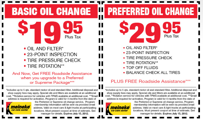 Meineke Oil Change Coupon