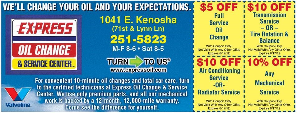 Express Oil Change Coupons
